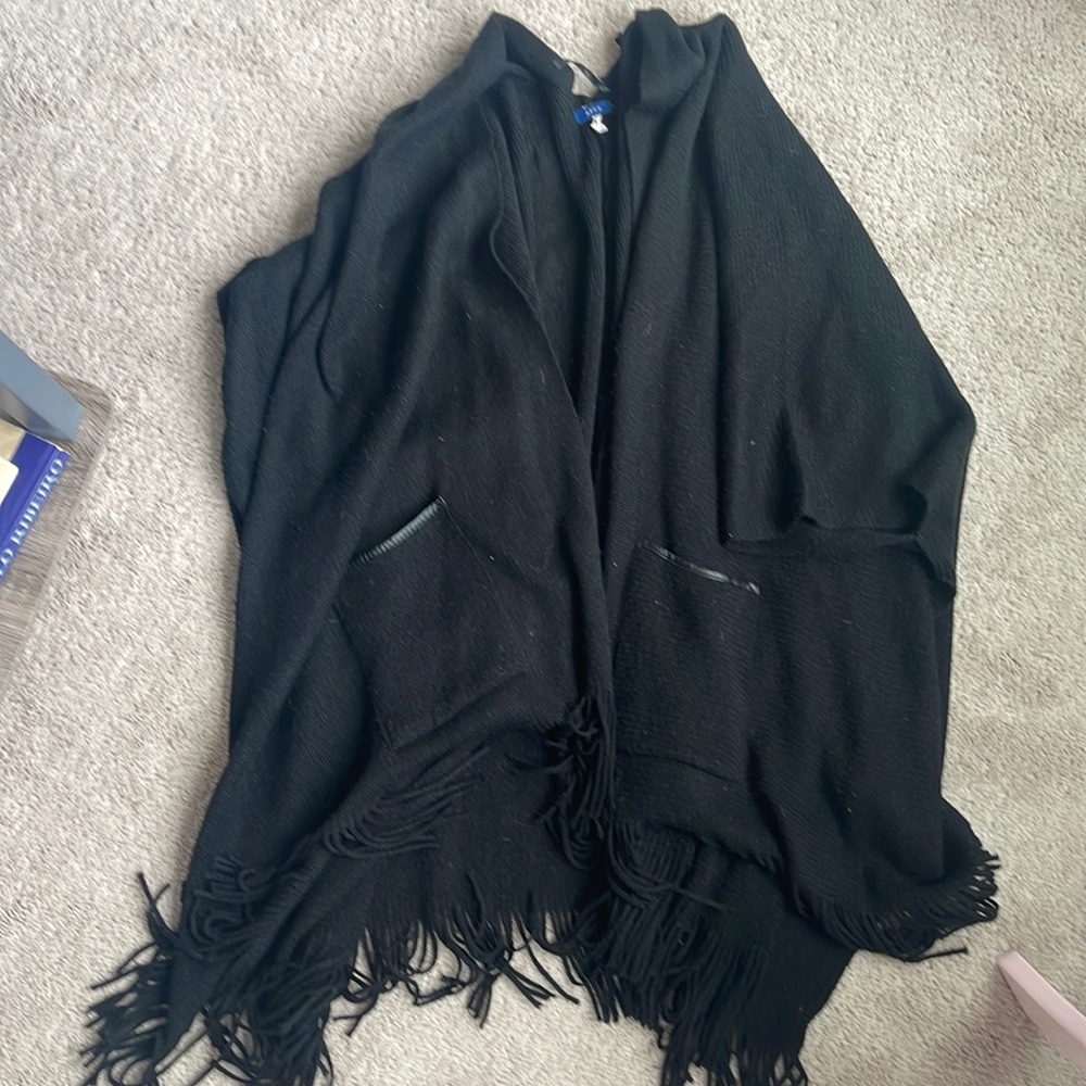 Black knit poncho